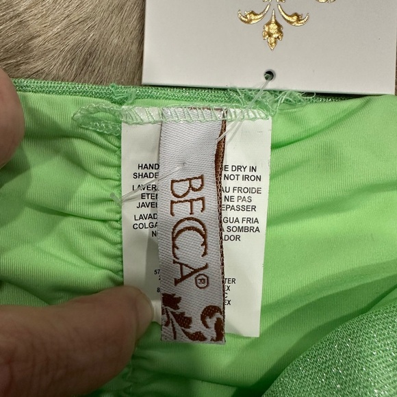 Becca by Rebbeca Virtue Adela Glimmer Hipster Bikini Bottom Cheeky Green XS - Picture 5 of 7